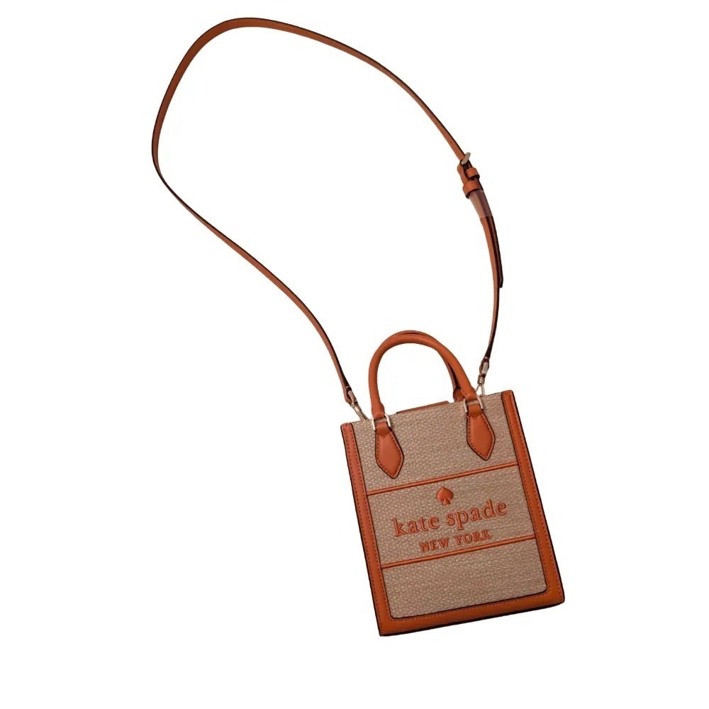 Kate Spade Ellie Mini Orange Straw Leather Crossbody Purse KB921 NWT $329